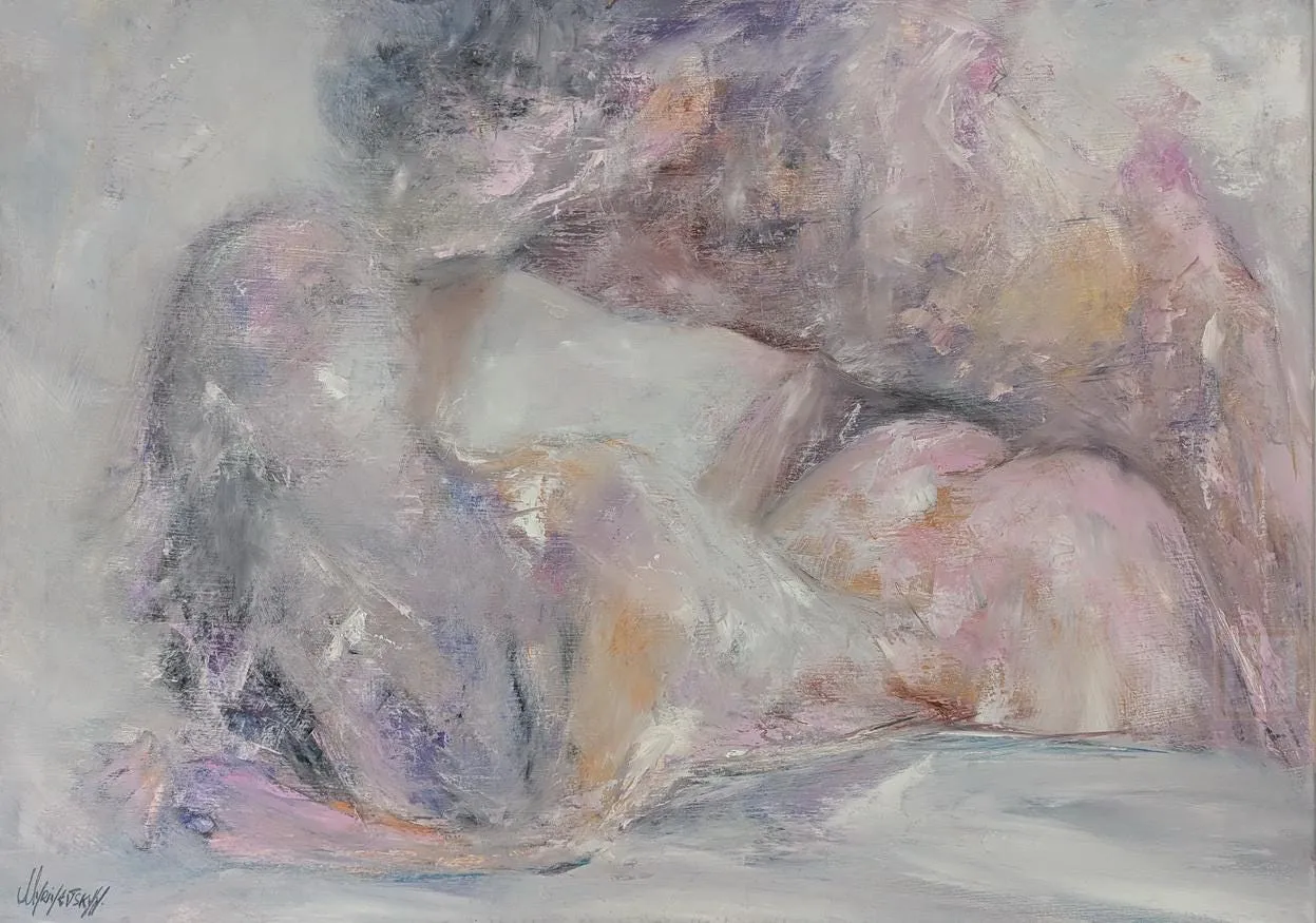 Passion of love — original impressionist oil painting by Volodymyr Myriyevskyy, 70 × 50 cm (28″ × 20″)