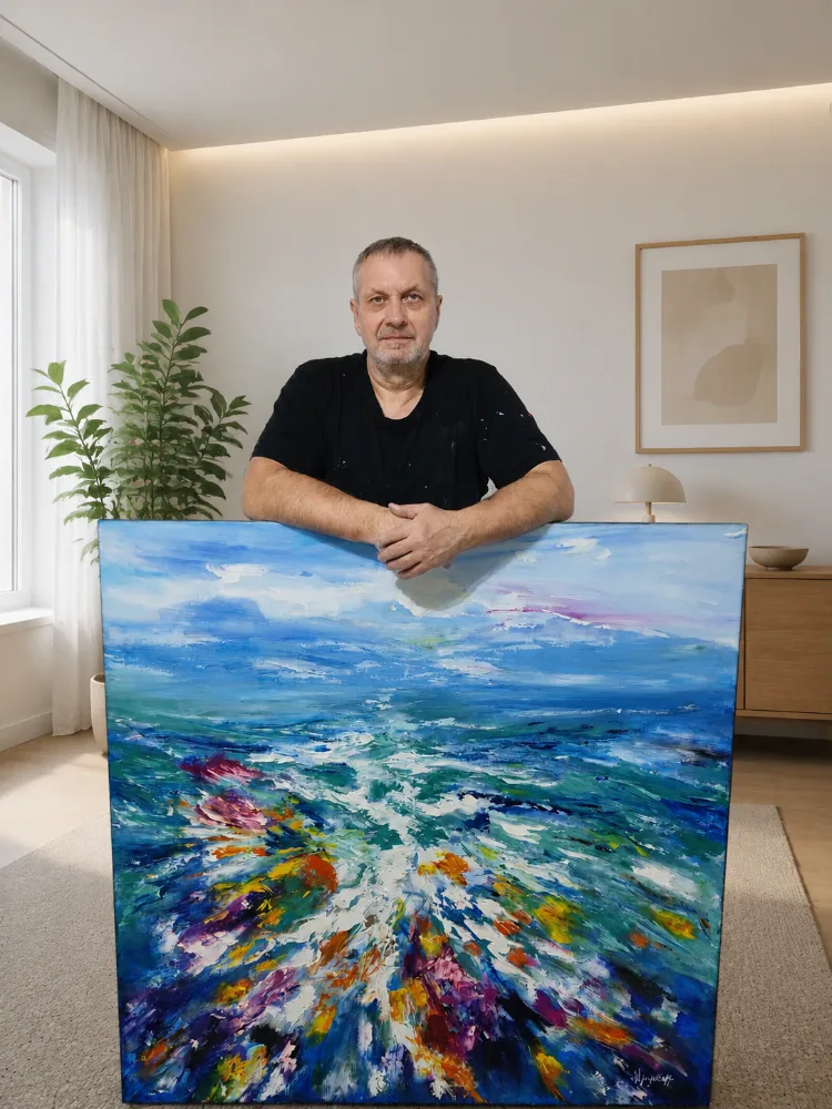 In the studio — photograph of Volodymyr Myriyevskyy in the studio