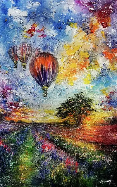 Flight to a dream — original impressionist oil painting by Volodymyr Myriyevskyy, 50 × 80 cm (20″ × 31″)
