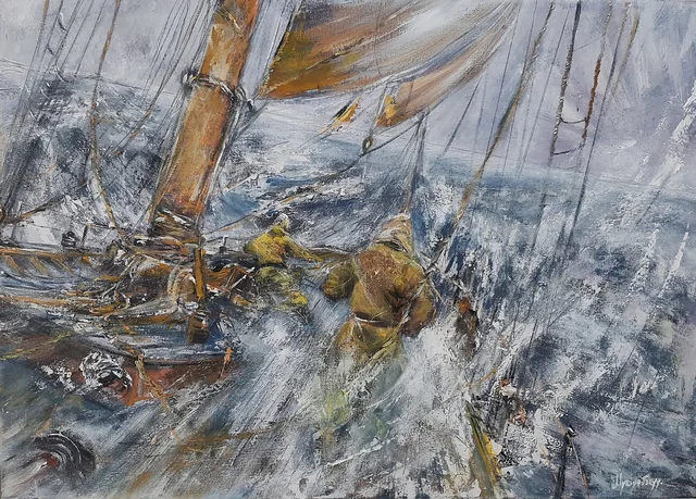 Strong Storm — original impressionist oil painting by Volodymyr Myriyevskyy, 70 × 50 cm (28″ × 20″)