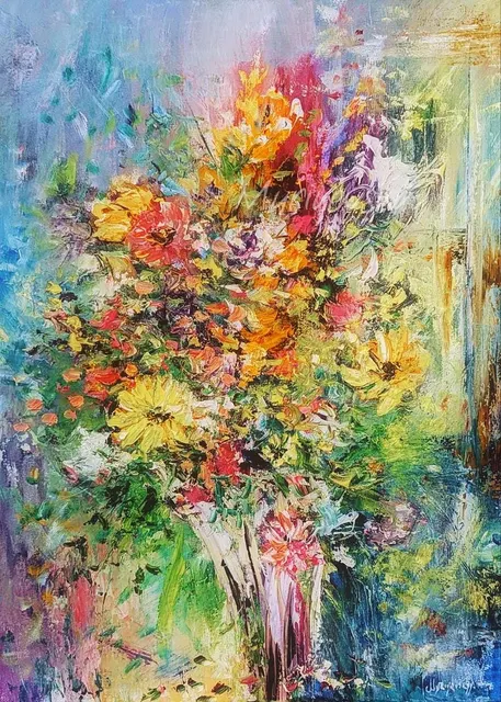 Morning Impression — original impressionist oil painting by Volodymyr Myriyevskyy, 50 × 70 cm (20″ × 28″)