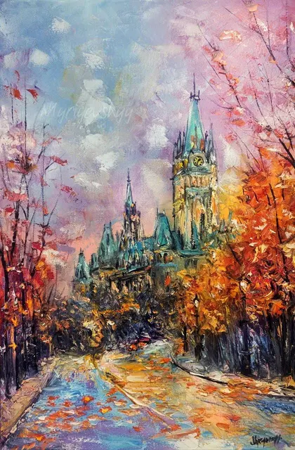 Golden Moment — original impressionist oil painting by Volodymyr Myriyevskyy, 40 × 60 cm (16″ × 24″)