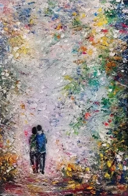 Romantic walk — original impressionist oil painting by Volodymyr Myriyevskyy, 60 × 40 cm (24″ × 16″)