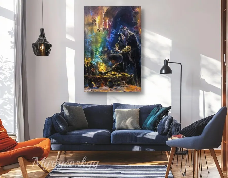 Alchemist Interior — sold original oil painting by Volodymyr Myriyevskyy