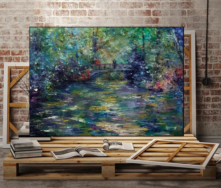 Bridge Over A Pond — sold original oil painting by Volodymyr Myriyevskyy