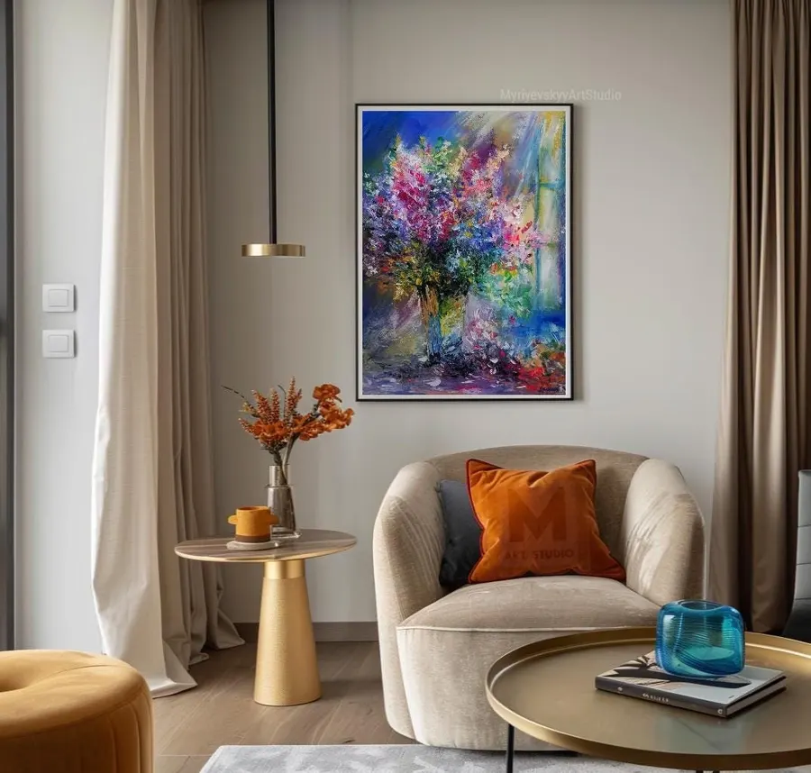 Claude Monet Inspired Wildflowers Painting Floral Decor Luxu — sold original oil painting by Volodymyr Myriyevskyy