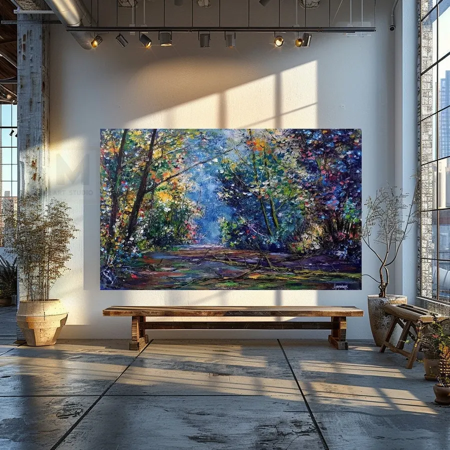 Enchanted Forest Painting With Colorful Leaves — sold original oil painting by Volodymyr Myriyevskyy