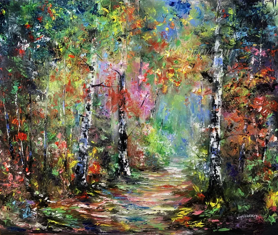 Forest Palette Knife — sold original oil painting by Volodymyr Myriyevskyy