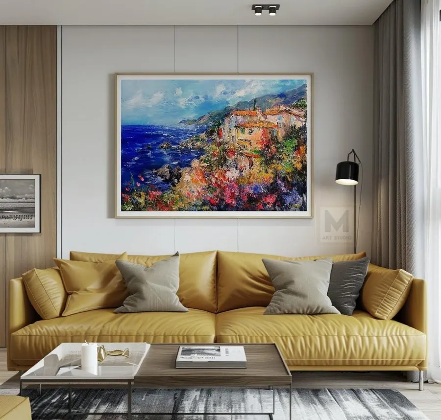 House On Cliff — sold original oil painting by Volodymyr Myriyevskyy