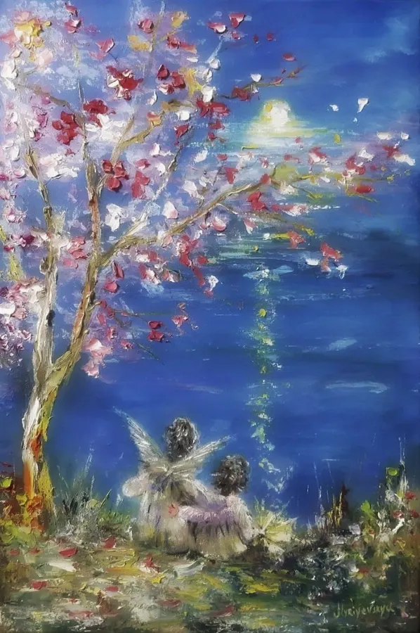 Little Angels By The River — sold original oil painting by Volodymyr Myriyevskyy