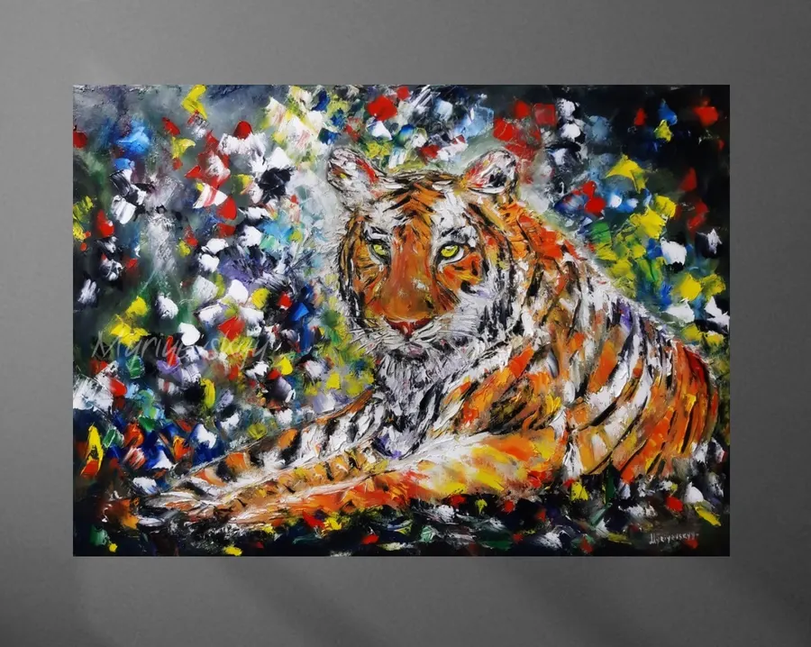 Tiger- Palette Knife Oil Painting On Canvas By Volodymyr Myr — sold original oil painting by Volodymyr Myriyevskyy