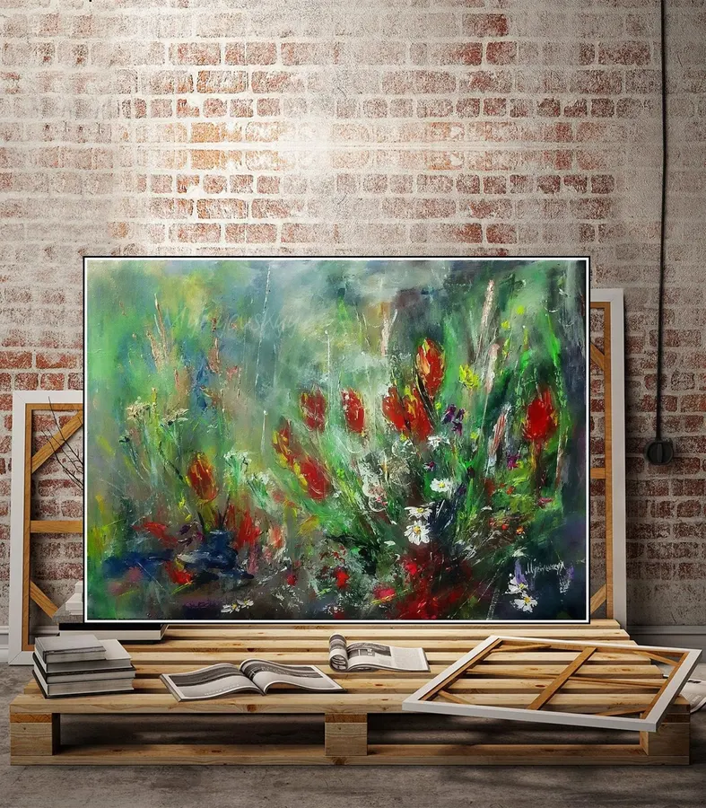 Tulips In Field — sold original oil painting by Volodymyr Myriyevskyy