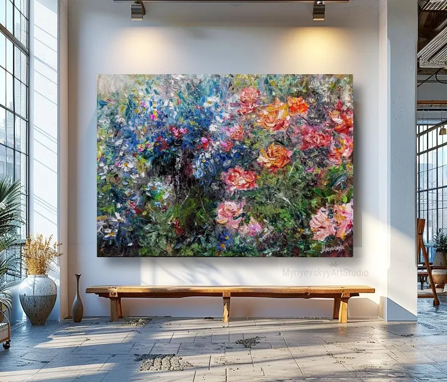 Wild Garden Roses Flowers — sold original oil painting by Volodymyr Myriyevskyy