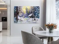 Cabin in the Snowbound Forest — original impressionist oil painting by Volodymyr Myriyevskyy, 60 × 40 cm (24″ × 16″) — photo 4