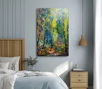 Sunlit Birch Forest Path — original impressionist oil painting by Volodymyr Myriyevskyy, 40 × 60 cm (16″ × 24″) — photo 6