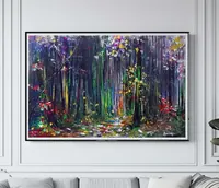 Mystical Forest, Night Blossoms — original impressionist oil painting by Volodymyr Myriyevskyy, 60 × 40 cm (24″ × 16″) — photo 2