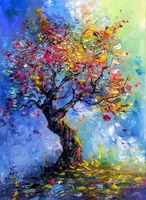 Tree in Light — original impressionist oil painting by Volodymyr Myriyevskyy, 50 × 70 cm (20″ × 28″) — photo 1