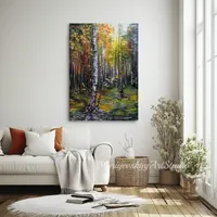 Birch Forest — original impressionist oil painting by Volodymyr Myriyevskyy, 50 × 70 cm (20″ × 28″) — photo 2