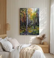 Birch Forest — original impressionist oil painting by Volodymyr Myriyevskyy, 50 × 70 cm (20″ × 28″) — photo 6