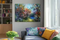 Bloom Path to Water — original impressionist oil painting by Volodymyr Myriyevskyy, 70 × 50 cm (28″ × 20″) — photo 4
