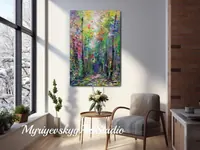 Deep Forest Path — original impressionist oil painting by Volodymyr Myriyevskyy, 40 × 60 cm (16″ × 24″) — photo 4
