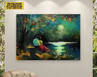 Couple under the moon — original impressionist oil painting by Volodymyr Myriyevskyy, 70 × 50 cm (28″ × 20″) — photo 2