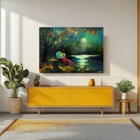 Couple under the moon — original impressionist oil painting by Volodymyr Myriyevskyy, 70 × 50 cm (28″ × 20″) — photo 3
