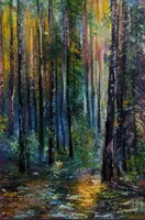 Fairytale forest of light — original oil painting by Volodymyr Myriyevskyy