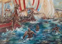 When Rome Met Carthage at Sea — original oil painting by Volodymyr Myriyevskyy