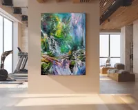 Meditation by the Waterfall Light — original impressionist oil painting by Volodymyr Myriyevskyy, 50 × 70 cm (20″ × 28″) — photo 2