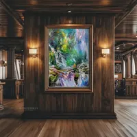 Meditation by the Waterfall Light — original impressionist oil painting by Volodymyr Myriyevskyy, 50 × 70 cm (20″ × 28″) — photo 4