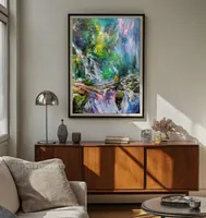 Meditation by the Waterfall Light — original impressionist oil painting by Volodymyr Myriyevskyy, 50 × 70 cm (20″ × 28″) — photo 6