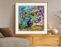 Sunflowers — original impressionist oil painting by Volodymyr Myriyevskyy, 60 × 60 cm (24″ × 24″) — photo 5