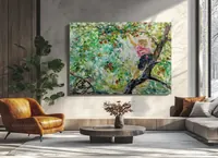Boy on tree branch reaching for apple — original impressionist oil painting by Volodymyr Myriyevskyy, 70 × 50 cm (28″ × 20″) — photo 4