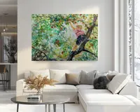 Boy on tree branch reaching for apple — original impressionist oil painting by Volodymyr Myriyevskyy, 70 × 50 cm (28″ × 20″) — photo 6