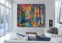Romantic Stroll on the Forest Path — original impressionist oil painting by Volodymyr Myriyevskyy, 60 × 50 cm (24″ × 20″) — photo 5