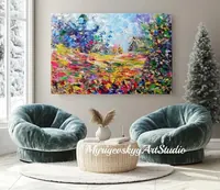 Field of flowers — original impressionist oil painting by Volodymyr Myriyevskyy, 60 × 40 cm (24″ × 16″) — photo 5
