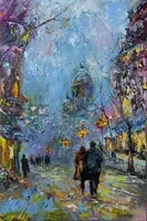 A Wonderful Walk — original impressionist oil painting by Volodymyr Myriyevskyy, 40 × 60 cm (16″ × 24″) — photo 1