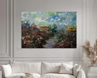 Country Cottages — original impressionist oil painting by Volodymyr Myriyevskyy, 60 × 40 cm (24″ × 16″) — photo 2