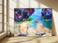 Two Figures by the Shore — original impressionist oil painting by Volodymyr Myriyevskyy, 80 × 60 cm (31″ × 24″) — photo 2