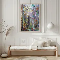 Sunlit autumn forest — original impressionist oil painting by Volodymyr Myriyevskyy, 40 × 60 cm (16″ × 24″) — photo 2