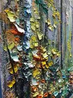 Sunlit autumn forest — original impressionist oil painting by Volodymyr Myriyevskyy, 40 × 60 cm (16″ × 24″) — photo 3