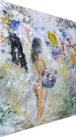 Woman hanging laundry — original impressionist oil painting by Volodymyr Myriyevskyy, 40 × 50 cm (16″ × 20″) — photo 2