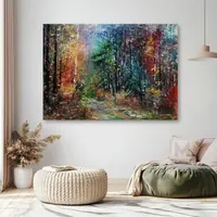 Autumn path in the forest — original impressionist oil painting by Volodymyr Myriyevskyy, 70 × 50 cm (28″ × 20″) — photo 2