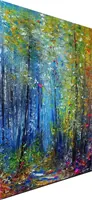 Enchanted Forest in Blue Shadow — original impressionist oil painting by Volodymyr Myriyevskyy, 40 × 60 cm (16″ × 24″) — photo 3