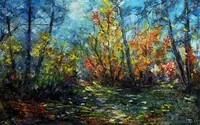 Path through the woods — original impressionist oil painting by Volodymyr Myriyevskyy, 80 × 50 cm (31″ × 20″) — photo 1