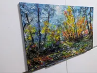 Path through the woods — original impressionist oil painting by Volodymyr Myriyevskyy, 80 × 50 cm (31″ × 20″) — photo 6