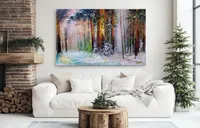 Snow forest — original impressionist oil painting by Volodymyr Myriyevskyy, 80 × 50 cm (31″ × 20″) — photo 3