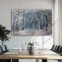Winter Forest in Blue and Pink — original impressionist oil painting by Volodymyr Myriyevskyy, 80 × 50 cm (31″ × 20″) — photo 2