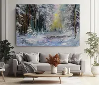 Winter Light Through the Pines — original impressionist oil painting by Volodymyr Myriyevskyy, 60 × 40 cm (24″ × 16″) — photo 3